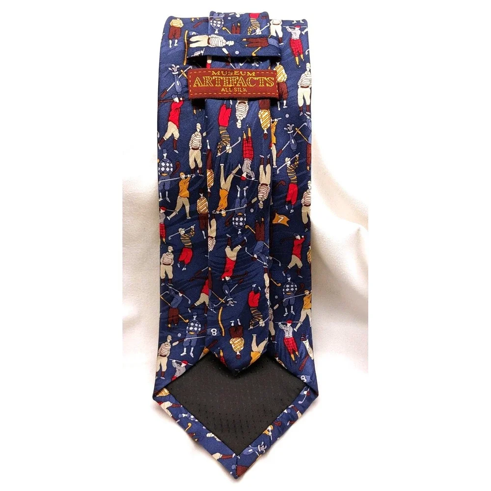 MUSEUM ARTIFACTS Silk Handmade Necktie Blue‎ Golf Sport Mens Tie 55